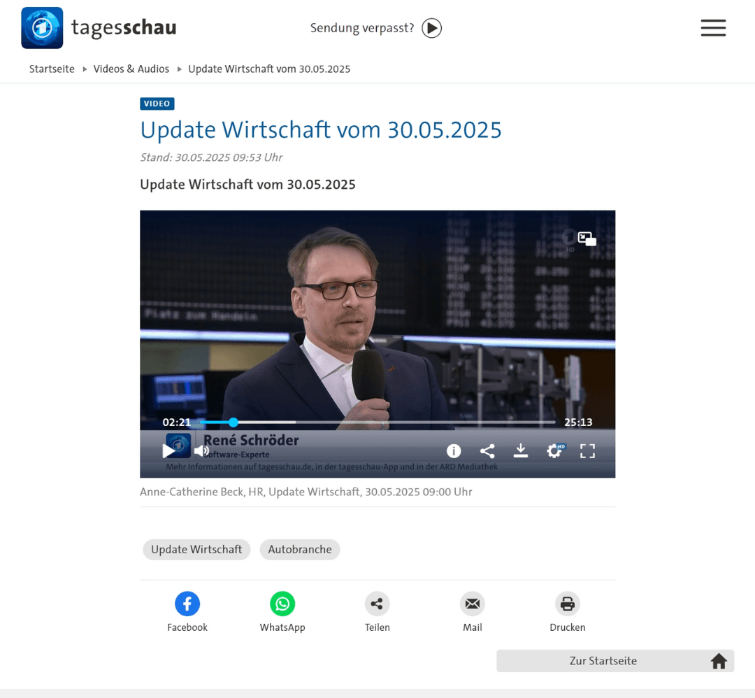 Artikel bei tagesschau24 / ARD: Börse live – tagesschau24