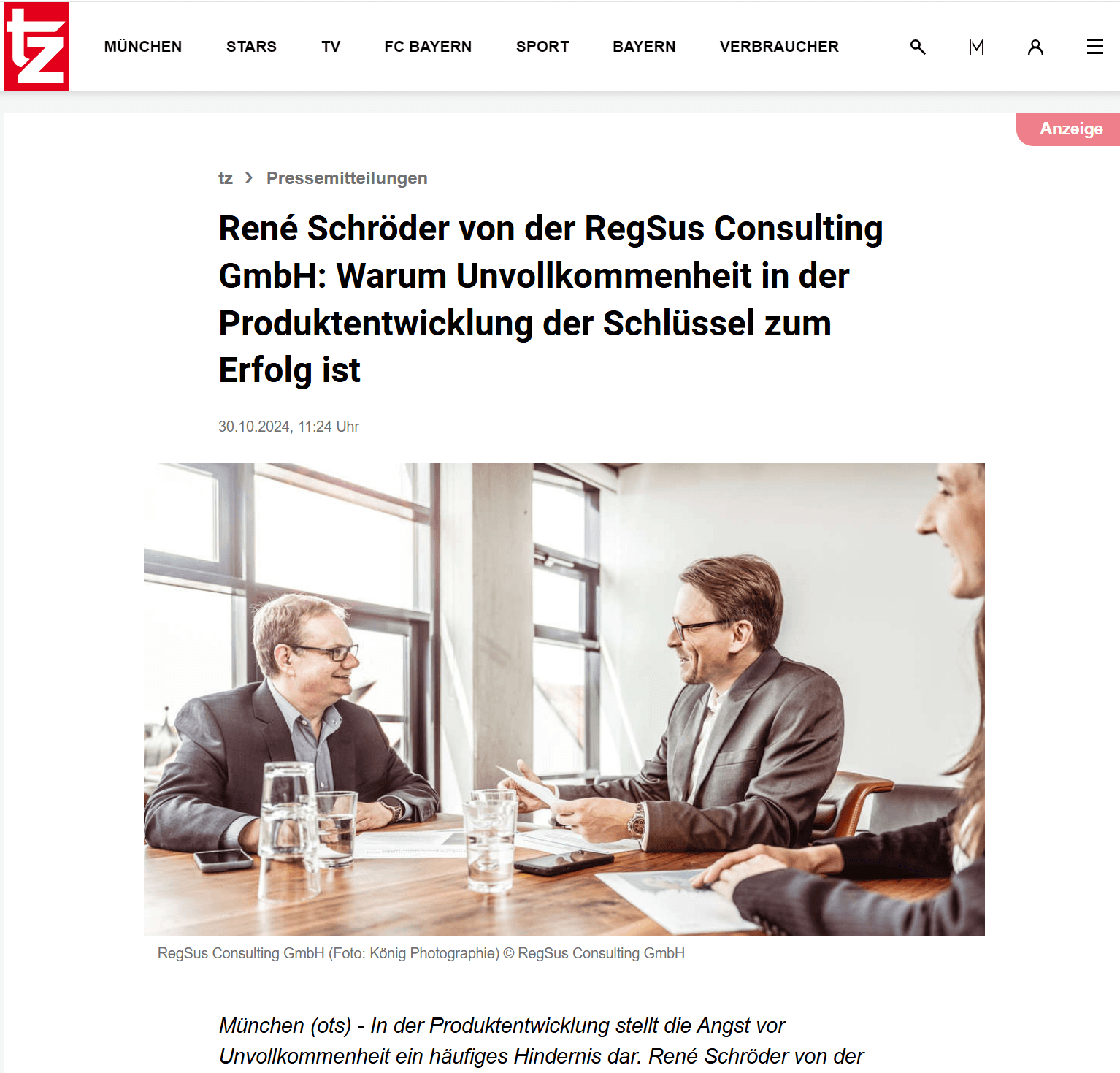 Artikel bei tz: Warum Unvollkommenheit in der Produktentwicklung der Schlüssel zum Erfolg ist