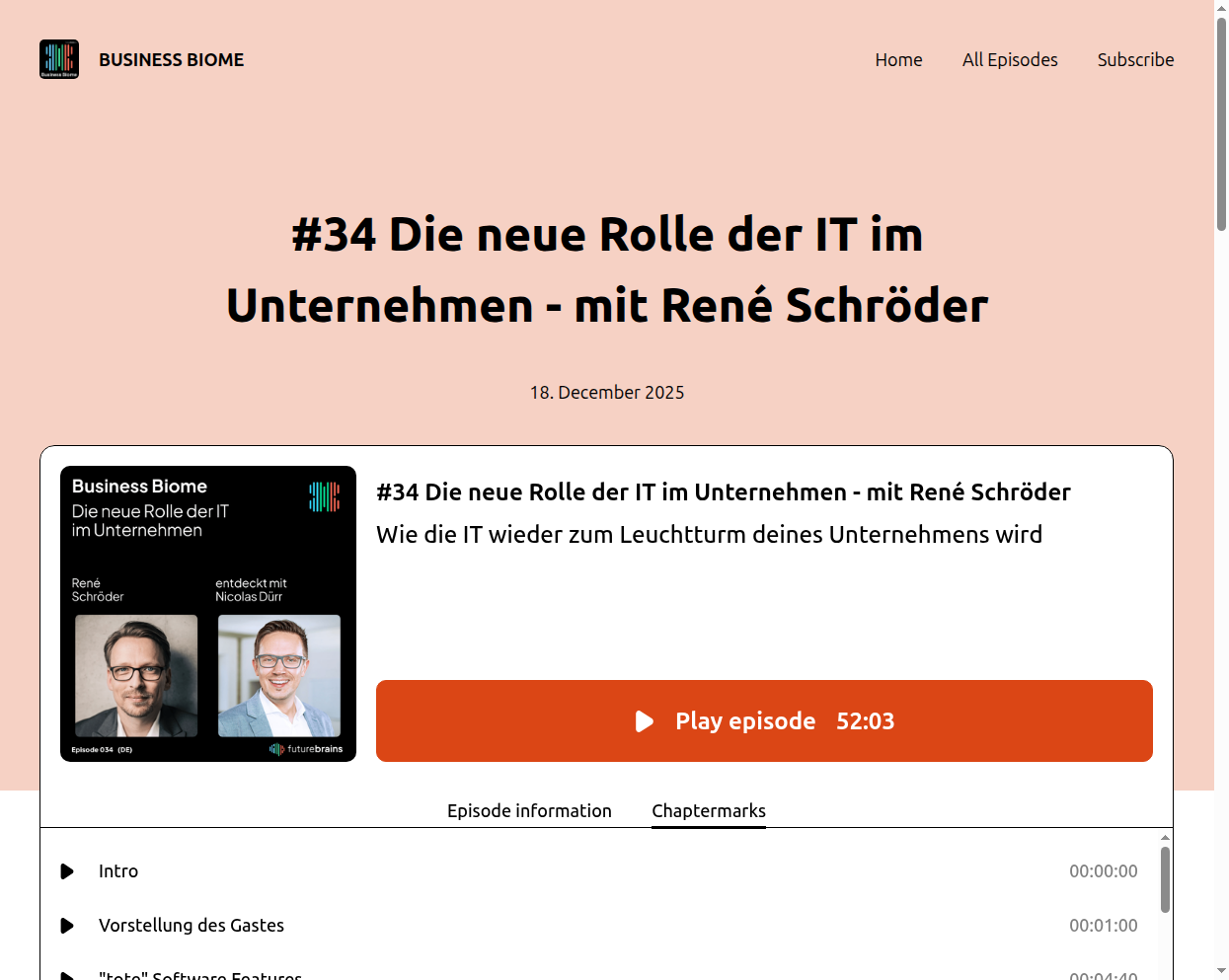 Artikel bei Business Biome: #34 Die neue Rolle der IT im Unternehmen – mit René Schröder