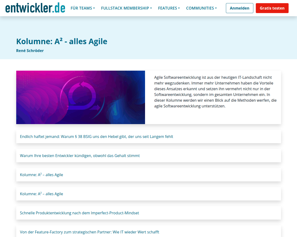 Artikel bei entwickler.de: Alles agile